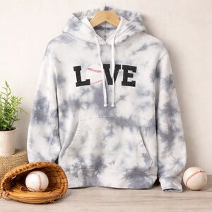 Reflex Baseball Love Gray Tie-Dye Hoodie